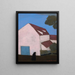 Farm, the pink façade, silhouette of woman - Léon Spilliaert — framed artwork on a wall