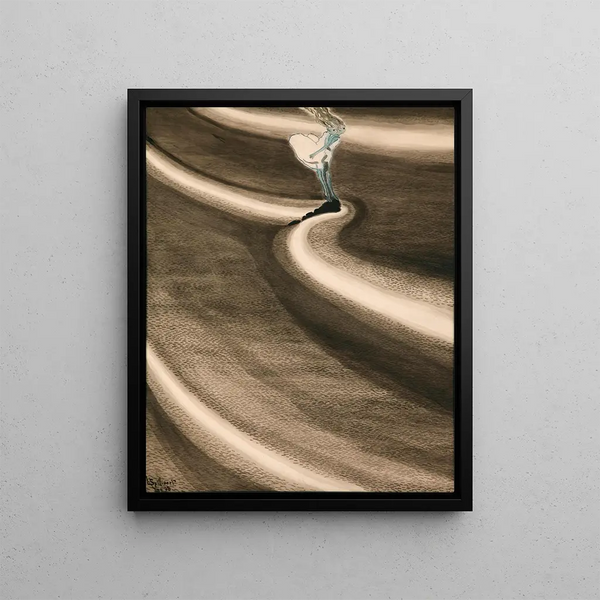 Fillettes devant la vague - Léon Spilliaert — framed artwork on a wall