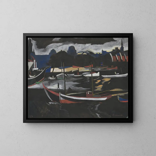 Les docks de commerce à Ostende - Léon Spilliaert — framed artwork on a wall
