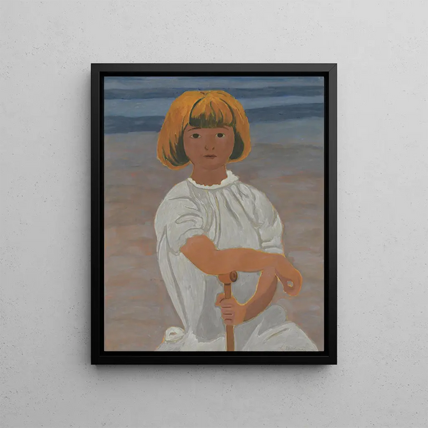 Young girl on the beach - Léon Spilliaert — framed artwork on a wall