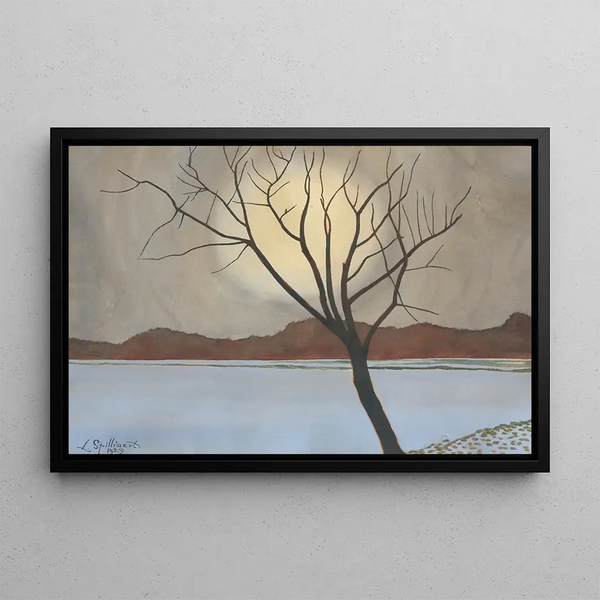 Landscape painting with tree in the foreground - Léon Spilliaert — framed artwork on a wall
