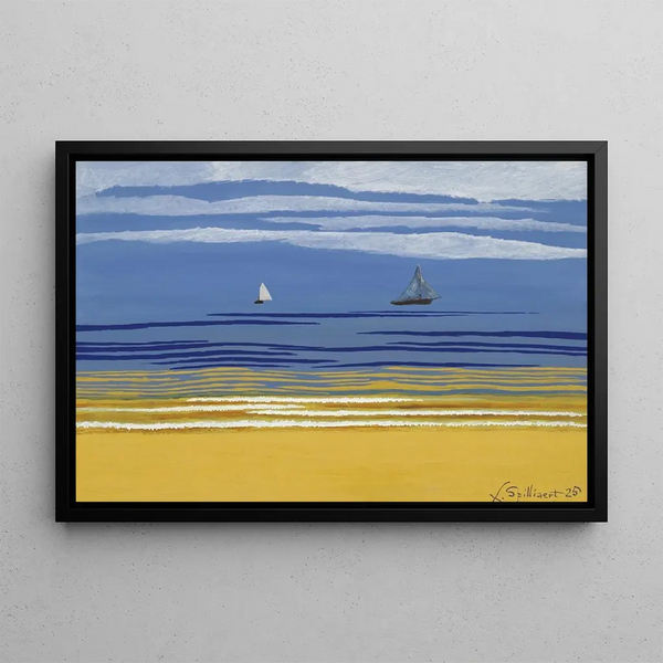 Marine painting with sailing boats - Léon Spilliaert — framed artwork on a wall