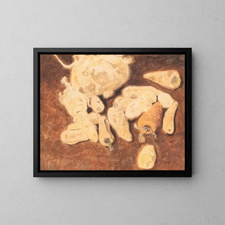Still life with turnips and carrots - Léon Spilliaert — framed artwork on a wall