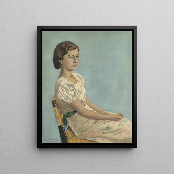 Portrait of Miss Simonne Kremer - Léon Spilliaert — framed artwork on a wall