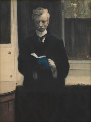 Lon Spilliaert - Self Portrait with Blue Sketchbook.webp