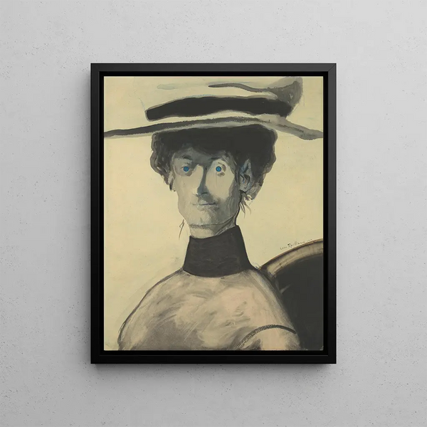 Woman with Pink Hat - Léon Spilliaert — framed artwork on a wall
