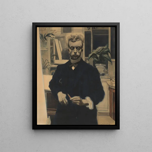 Self-portrait with red pencil - Léon Spilliaert — framed artwork on a wall