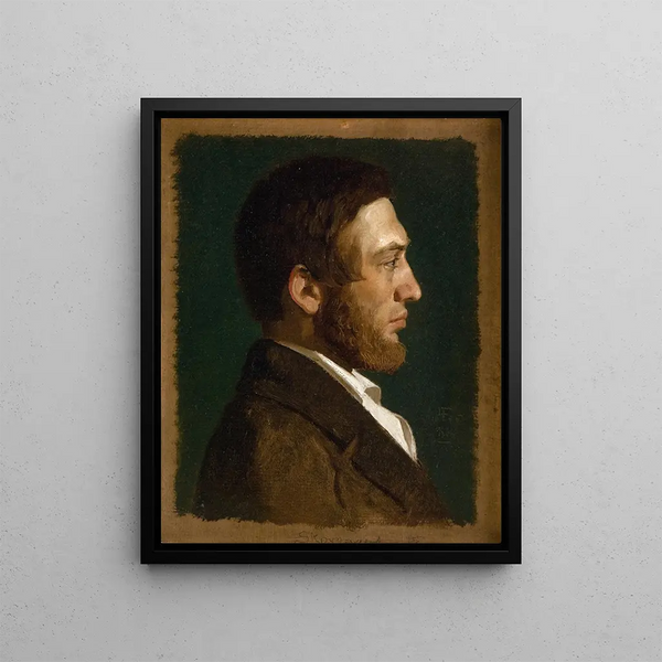 Portrait painting of the artist P. C.. Skovgaard - Lorenz Frølich — framed artwork on a wall