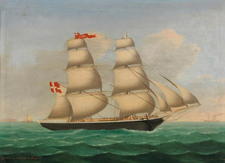 Danish Brig Painting Acmel commanded by Captain NLEngers in front of Helgoland - Lorenz Petersen — artwork view
