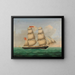 Danish Brig Painting Acmel commanded by Captain NLEngers in front of Helgoland - Lorenz Petersen — framed artwork on a wall