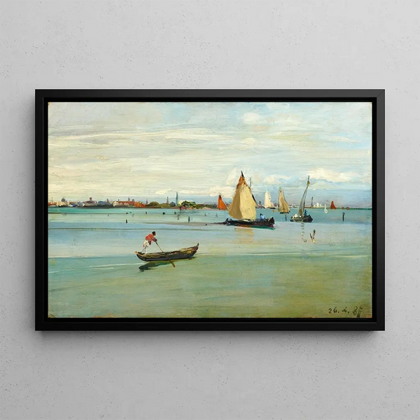 Venice in the Lagoon - Lorenzo Delleani — framed artwork on a wall