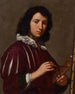 Portrait of an artist half-length in front of an easel - Lorenzo Lippi — artwork view