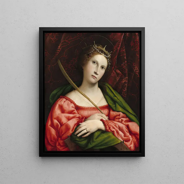 Saint Catherine - Lorenzo Lotto — framed artwork on a wall