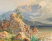 Hunters and poachers at Lake Eibsee near Zugspitze - Lorenzo Quaglio — artwork view