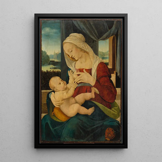 Virgin and Child Painting - Lorenzo di Credi — framed artwork on a wall