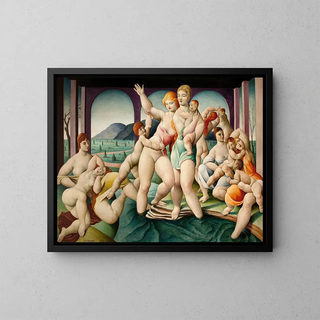 Bathers - Lorser Feitelson — framed artwork on a wall