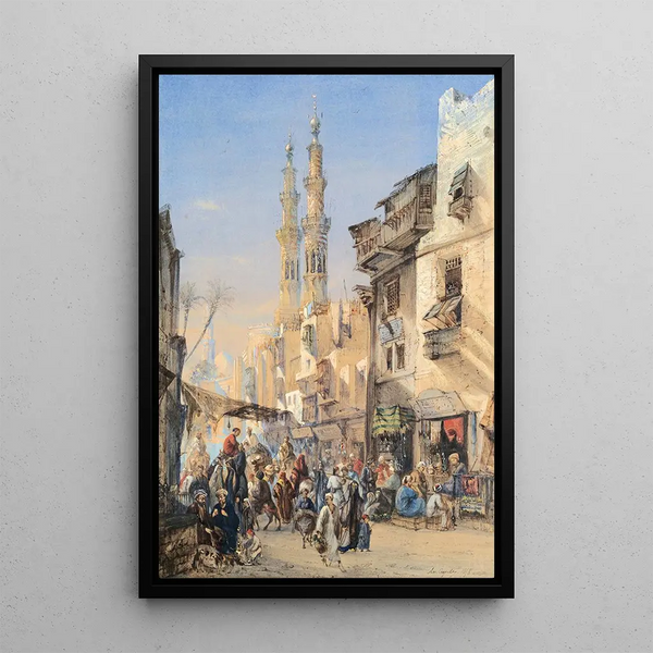 A street in Cairo - Louis-Amable Crapelet — framed artwork on a wall