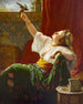 a beauty holding a bird - Louis-Émile Pinel de Grandchamp — artwork view