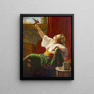 LouisEmile Pinel De Grandchamp - A Beauty Holding a Bird.webp
