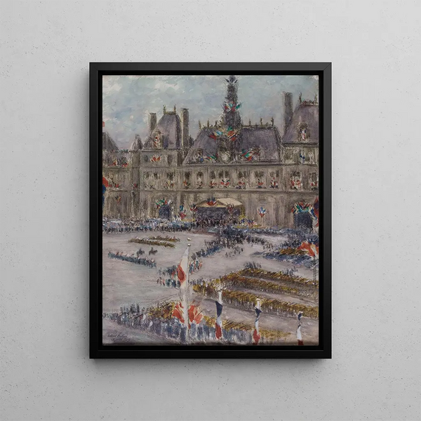 La place de l'Hôtel de Ville le 13 juillet 1919 - Louis-Gilbert Bellan — framed artwork on a wall