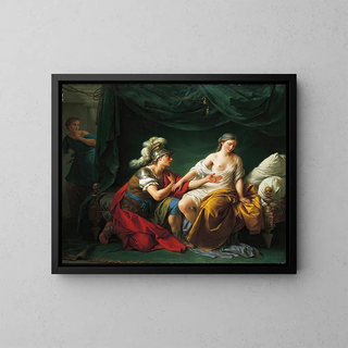 Alcibiade kneeling before his mistress - Louis-Jean-François Lagrenée — framed artwork on a wall