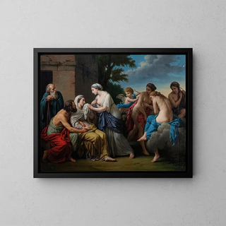 L'amitié consolant la vieillesse de la perte de la beauté et du départ des plaisirs - Louis-Jean-François Lagrenée — framed artwork on a wall