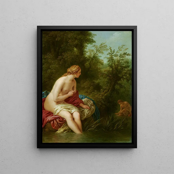 Landscape Painting with Salmacis and Hermaphrodite - Louis-Jean-François Lagrenée — framed artwork on a wall