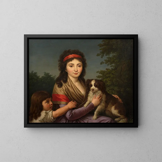 Portrait painting of Alexandrine Julie Vaudoyer, daughter of the painter and wife of architect Antoine Laurent Vaudoyer - Louis-Jean-François Lagrenée — framed artwork on a wall