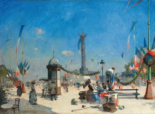 Preparation for the Bastille Day celebrations, Place de la Bastille, Paris - Louis-Jules Dumoulin — artwork view