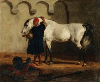 Horse in the Stable - Louis-Théodore Devilly — artwork view