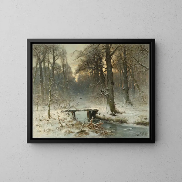 A January Evening in the Woods of The Hague - Louis Apol — framed artwork on a wall