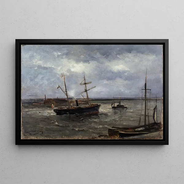 Quai à Anvers - Louis Artan — framed artwork on a wall