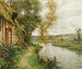 A cottage by a riverside in Normandy - Louis Aston Knight — artwork view