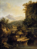 Mountain landscape painting with a farm - Louis Bélanger — artwork view