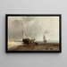 Fishing boats on the low tide shoreline - Louis Bentabole — framed artwork on a wall