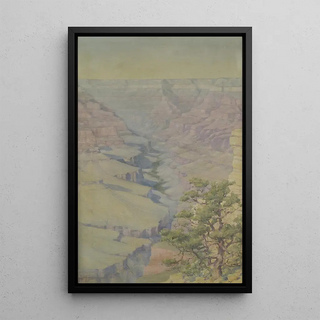 Large Canyon Painting - Louis Benton Akin — framed artwork on a wall