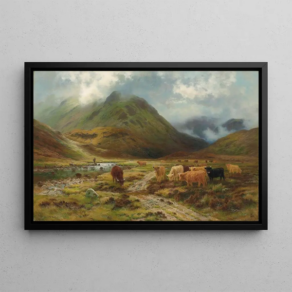 Valley at Inveroran, Perthshire - Louis Bosworth Hurt — framed artwork on a wall