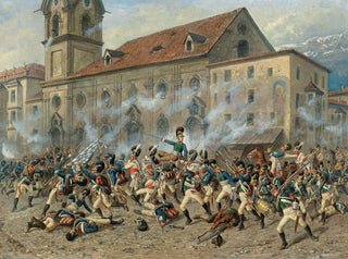 Karl Freiherr von Ditfurth fighting the Tyroleans in front of the hospital church in Innsbruck - Louis Braun — artwork view