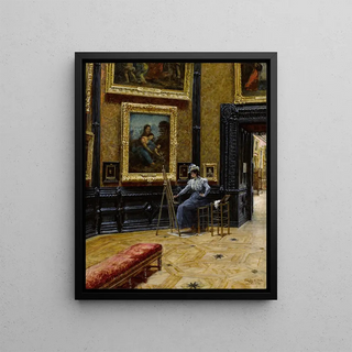 Louis Broud - An Elegantly Dressed Copyist at the Louvre.webp