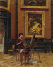 An artist copying the painting Jupiter and Antiope by Correggio at the Louvre - Louis Broud — artwork view
