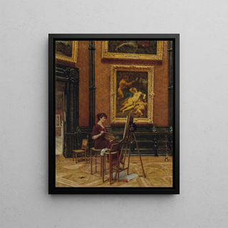 Louis Broud - An artist copying the painting Jupiter and Antiope by Correggio at the Louvre.webp