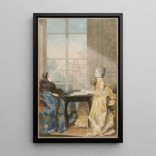 La marquise du Moutier et sa fille - Louis Carrogis Carmontelle — framed artwork on a wall