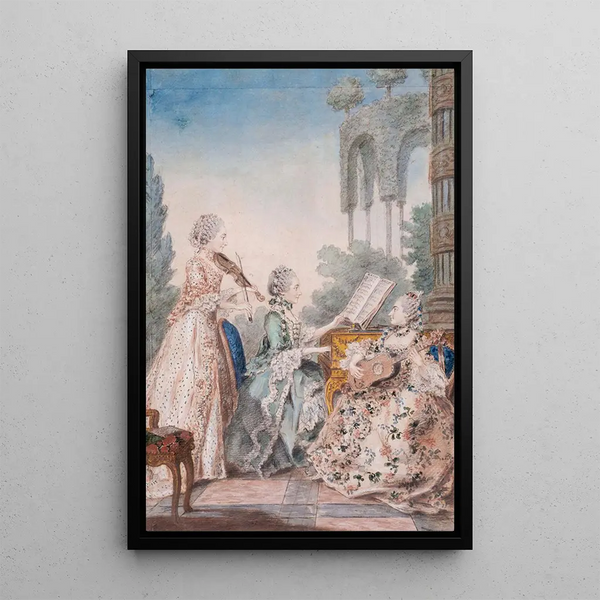 Les trois filles du compositeur Royer - Louis Carrogis Carmontelle — framed artwork on a wall