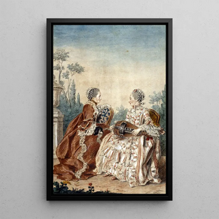 Mme de Julienne and Mme de Serr - Louis Carrogis Carmontelle — framed artwork on a wall