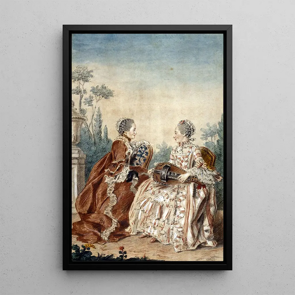 Mme de Julienne and Mme de Serr - Louis Carrogis Carmontelle — framed artwork on a wall