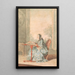 Portrait of a woman with a embroidery frame - Louis Carrogis Carmontelle — framed artwork on a wall