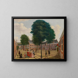 La grande cour de l'Hôpital des lépreux - Louis Chalon — framed artwork on a wall