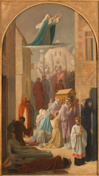 The miracle of the Ardents Procession of the reliquary of Saint Genevieve - Louis Charles Timbal — artwork view