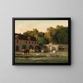 Farm in the Auge Valley - Louis Coignard — framed artwork on a wall