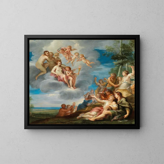 Venus and Apollo with the Muses - Louis Cousin — framed artwork on a wall